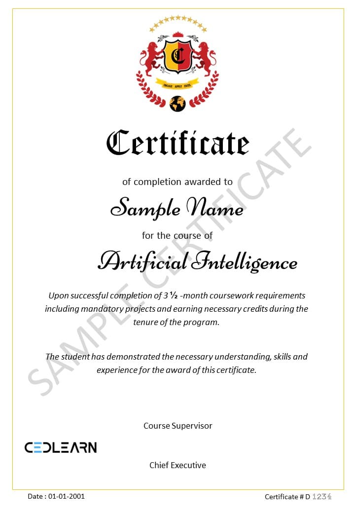 Artificial Intelligence Certificate