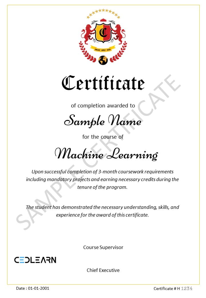 Machine Learning Certificate